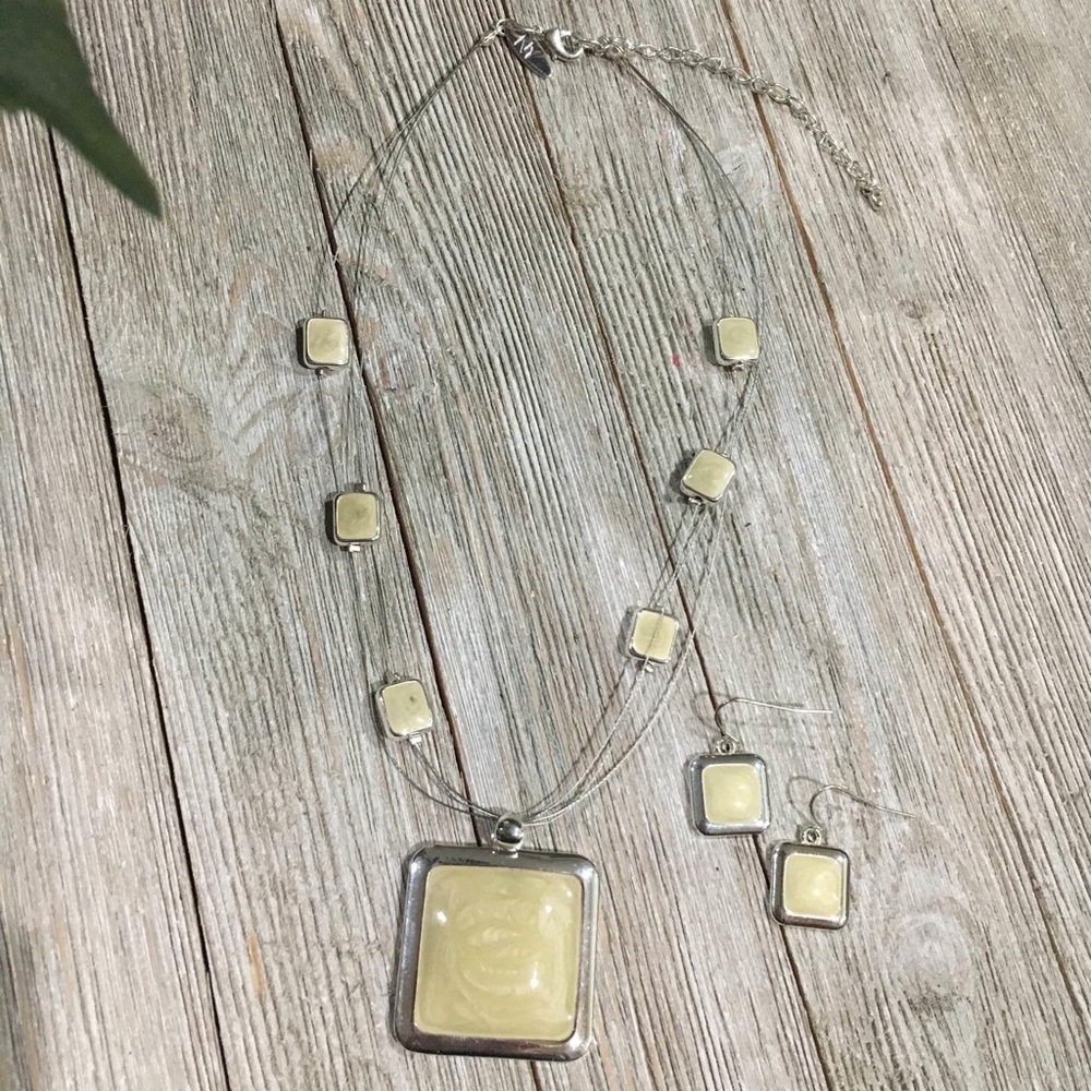 Dainty Silver Tone & Pale Yellow Enamel Jewelry